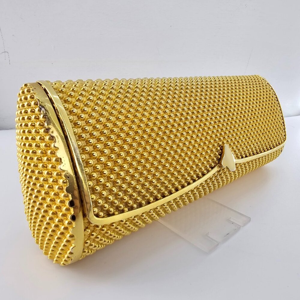 Vintage MCM Gold over Brass Pill Box Clutch Evening Bag Purse
